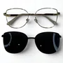 Óculos de grau feminino clip-on, modelo 2 em 1 metal em Dourado