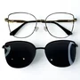 Óculos de grau feminino clip-on, modelo 2 em 1 metal em Preto