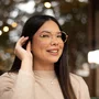 Óculos de grau feminino, modelo redondo metal em Dourado
