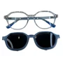 Óculos de grau infantil clip-on, modelo 2 em 1 em Azul Translúcido