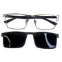 Óculos de grau masculino clip-on, modelo 2 em 1 metal em Cinza
