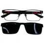 Óculos de grau masculino clip-on, modelo 2 em 1 metal em Preto