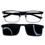 Óculos de grau masculino clip-on, modelo 2 em 1 metal em Preto