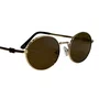 Óculos de sol Evolve, modelo Oval Metal em Dourado lente Marrom