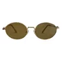 Óculos de sol Evolve, modelo Oval Metal em Dourado lente Marrom Espelhada