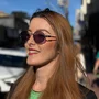 Óculos de sol Oval Evolve, em Metal Dourado com Lente Cosmética Roxa