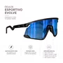 Óculos Esportivo Evolve, Cinza com Lente Azul Espelhada Fotocromática