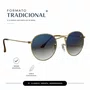 Óculos Solar Evolve Redondo Clássico de Metal Dourado e Lente Azul Degradê