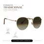 Óculos Solar Evolve Redondo Clássico de Metal Dourado e Lente Marrom Degradê