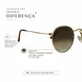 Óculos Solar Evolve Redondo Clássico de Metal Dourado e Lente Marrom Degradê
