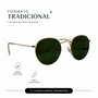 Óculos Solar Evolve Redondo Clássico de Metal Dourado e Lente Verde