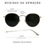 Óculos Solar Evolve Redondo Clássico de Metal Dourado e Lente Verde