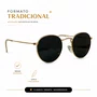 Óculos Solar Evolve Redondo Clássico de Metal Dourado e Lente Cinza