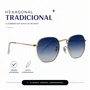 Solar Evolve Hexagonal em Metal Dourado e Lente Azul