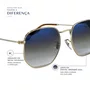 Solar Evolve Hexagonal em Metal Dourado e Lente Azul