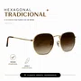 Solar Evolve Hexagonal em Metal Dourado e Lente Marrom