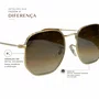 Solar Evolve Hexagonal em Metal Dourado e Lente Marrom