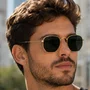 Solar Evolve Hexagonal em Metal Dourado e Lente Verde